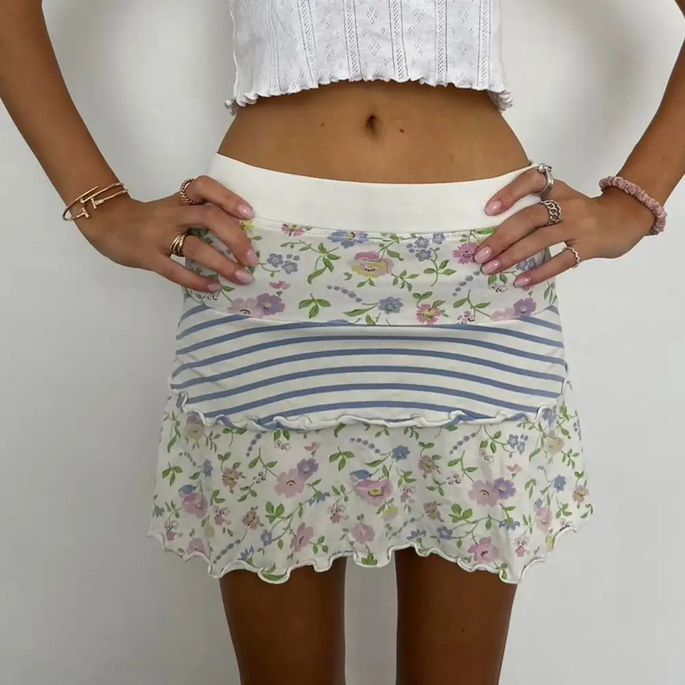 Floral Pattern Easy Mini Skirt