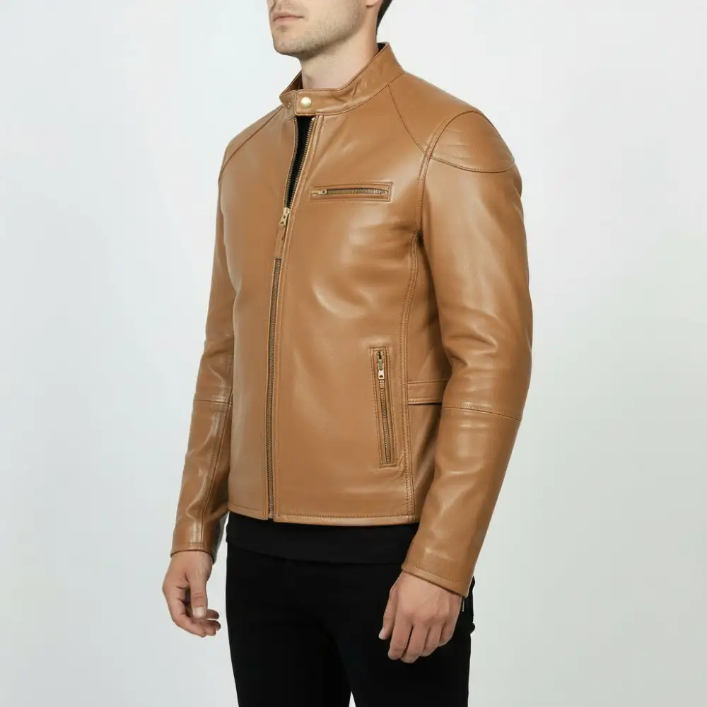 Refined Leather Biker Motorcycle Multi Pocket Jacket