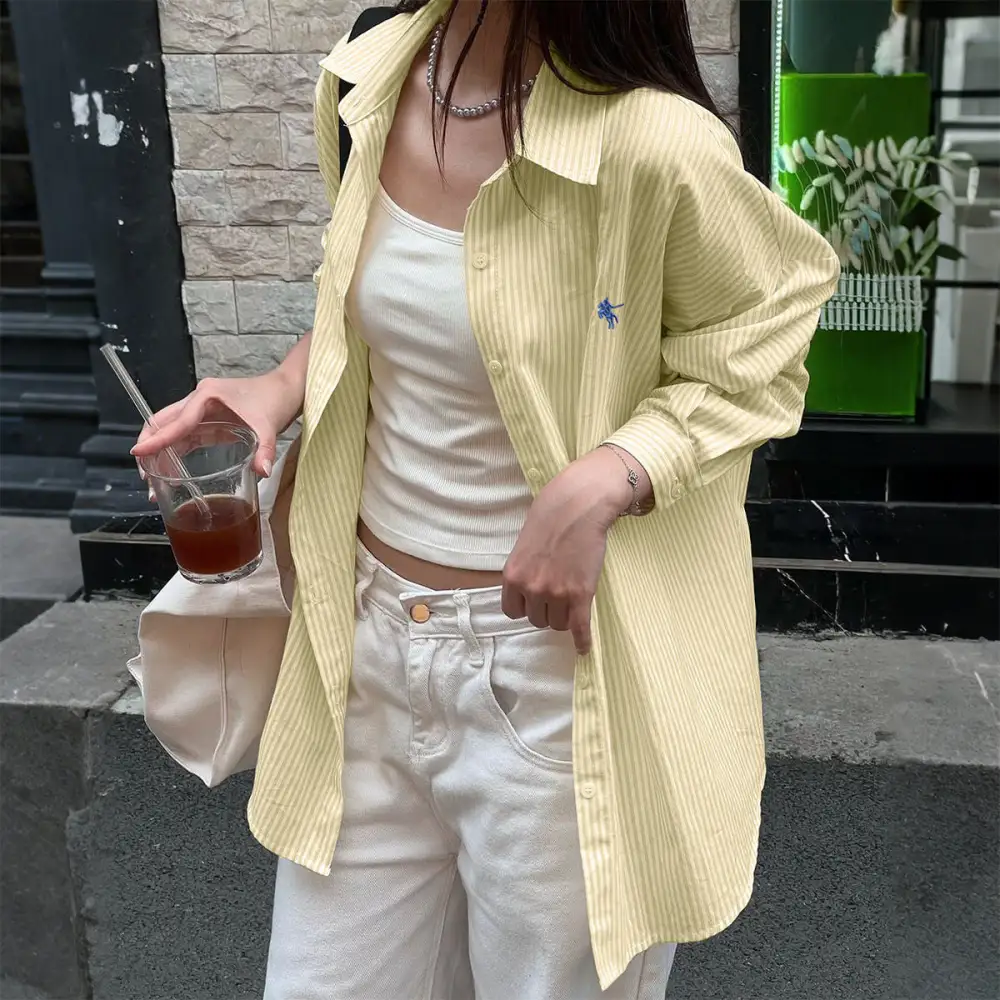 Graceful Daywear Striped Oversized Shirt
