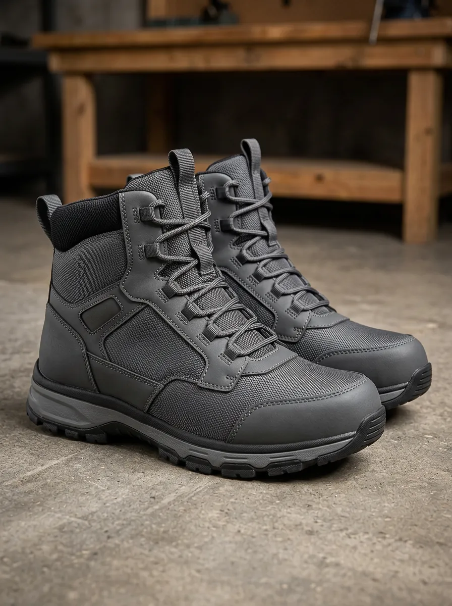 Men's Tactical Outdoor Grey Mesh Printed Boots