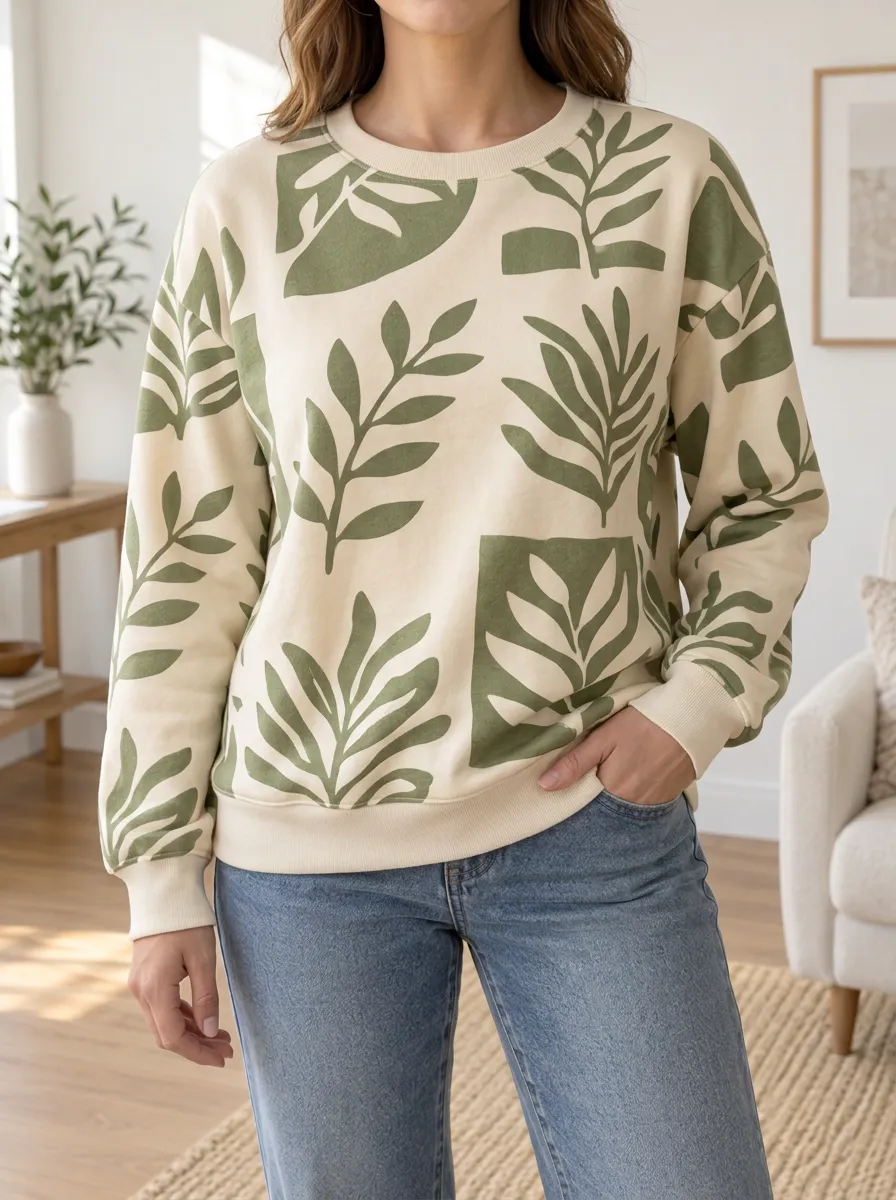Women's and Botanical Print Sweatshirt