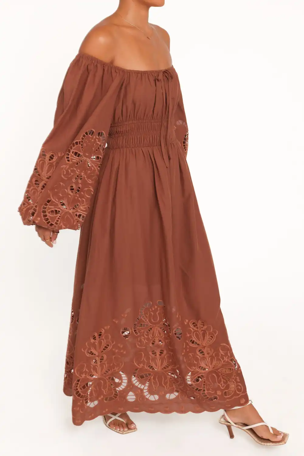 Cotton Shirred Midi Dress