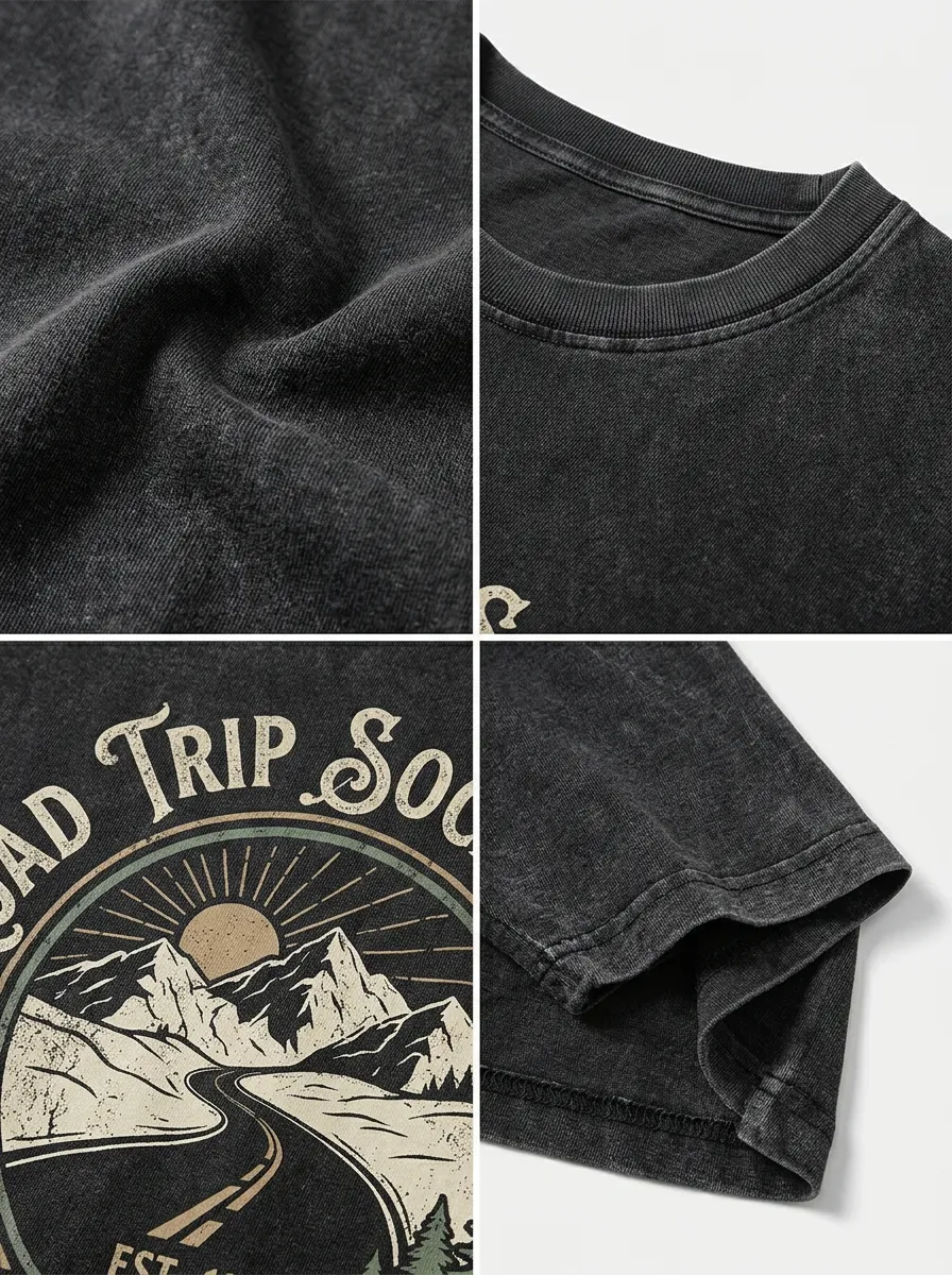 Unisex Road Trip Adventure Mountain Compass Printed T-shirt