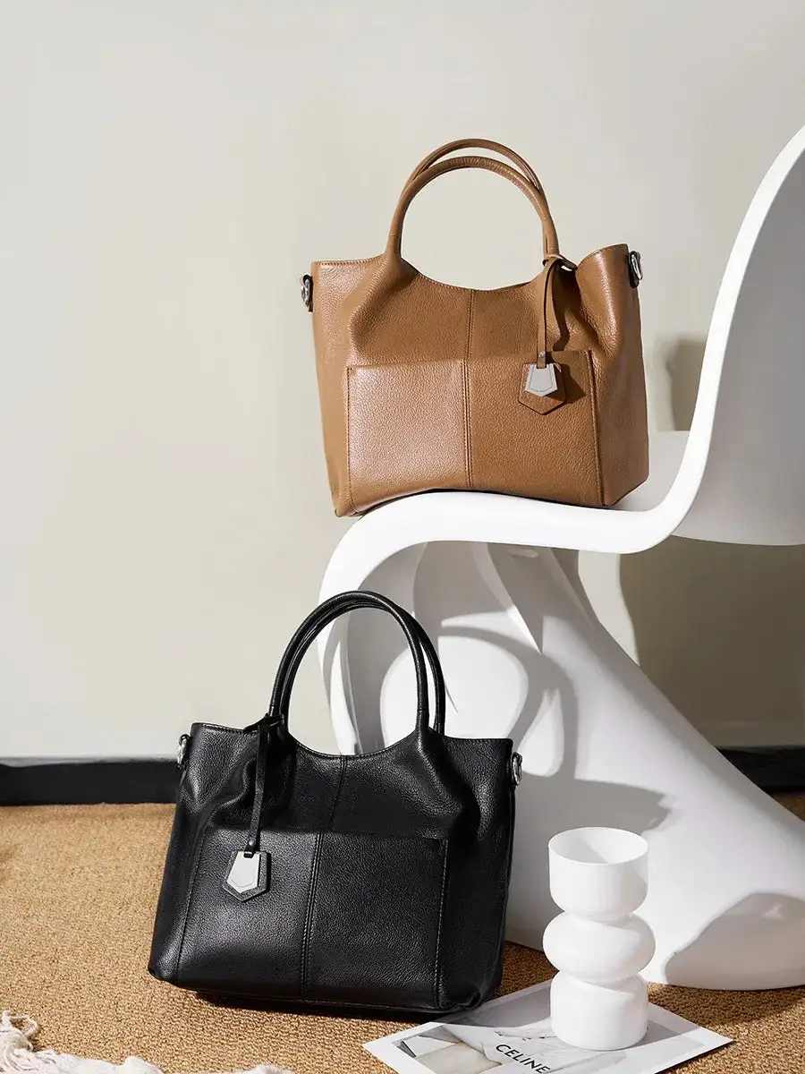 Structured Genuine Leather Satchel Bag Elegant