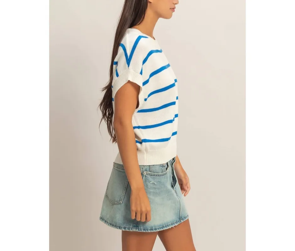 Striped Crew Neck Knit Top