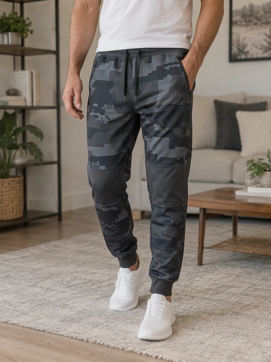 Men's Athletic Digital Camo Printed Jogger Pants