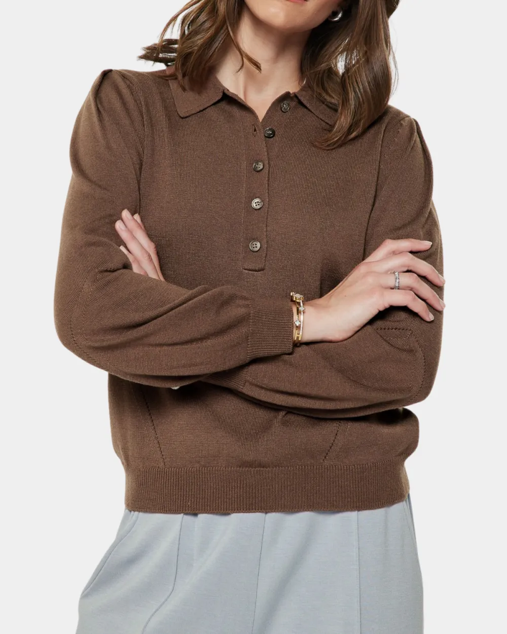Relaxed Sweater Top With Collar