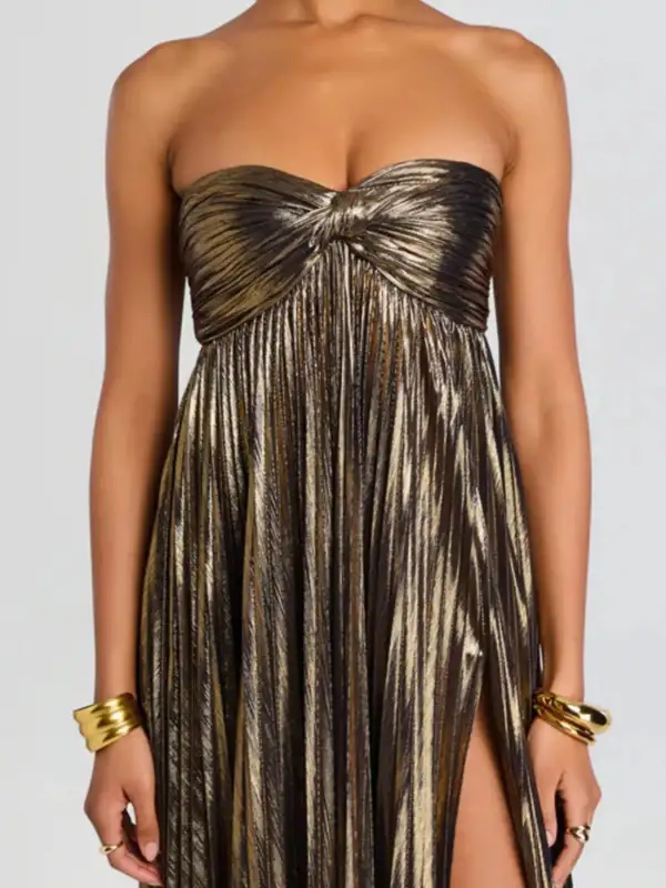 Side Slit Maxi Tie Detail Dress