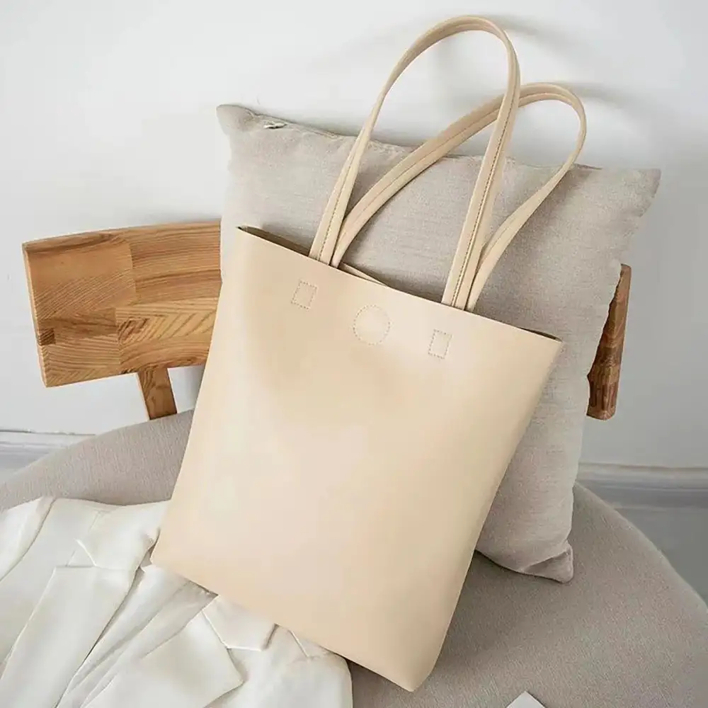 Minimalist Chic Black Leather Tote Bag