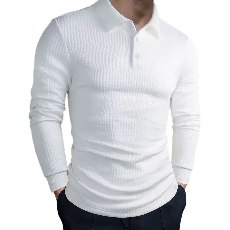 Waffle Texture Tailored Fine Knit Polo Shirt