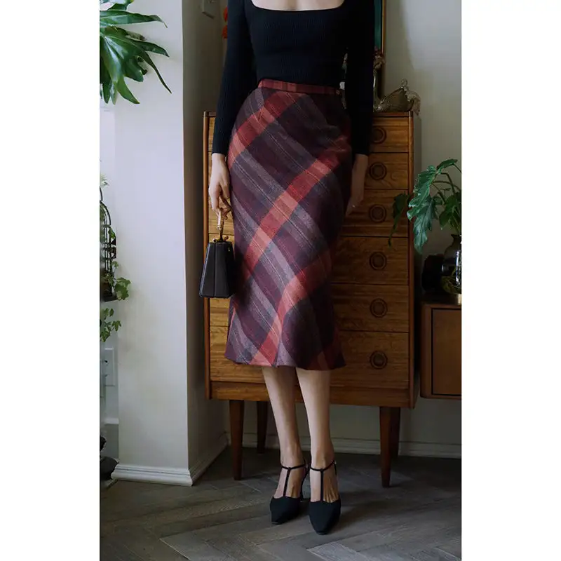 Minimal Comfort Everyday Casual Plaid Skirt