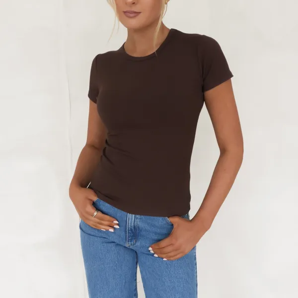 Ribbed Casual Outfit Casual Tee