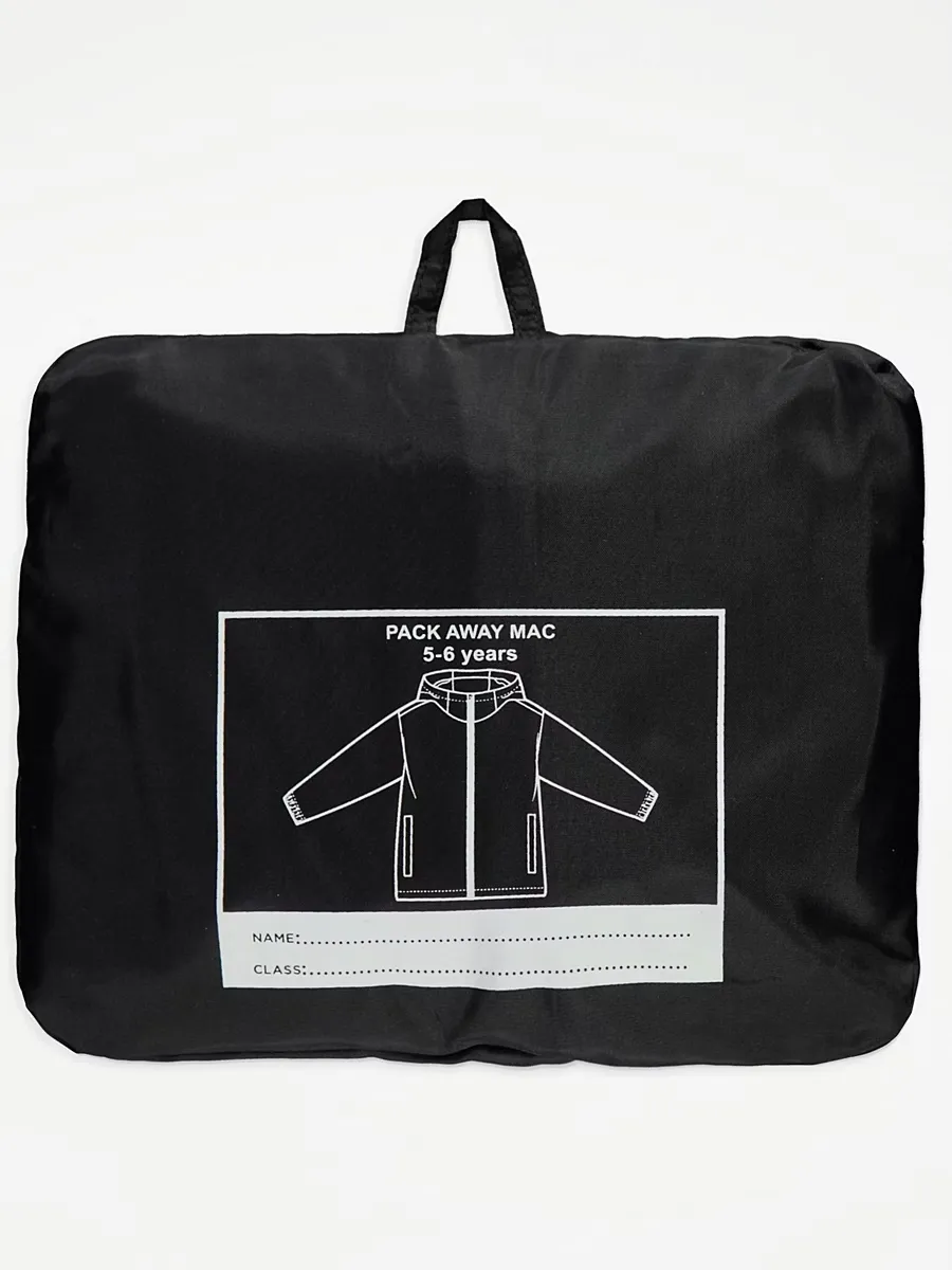 Black Shower Proof School Pac A Mac Jacket