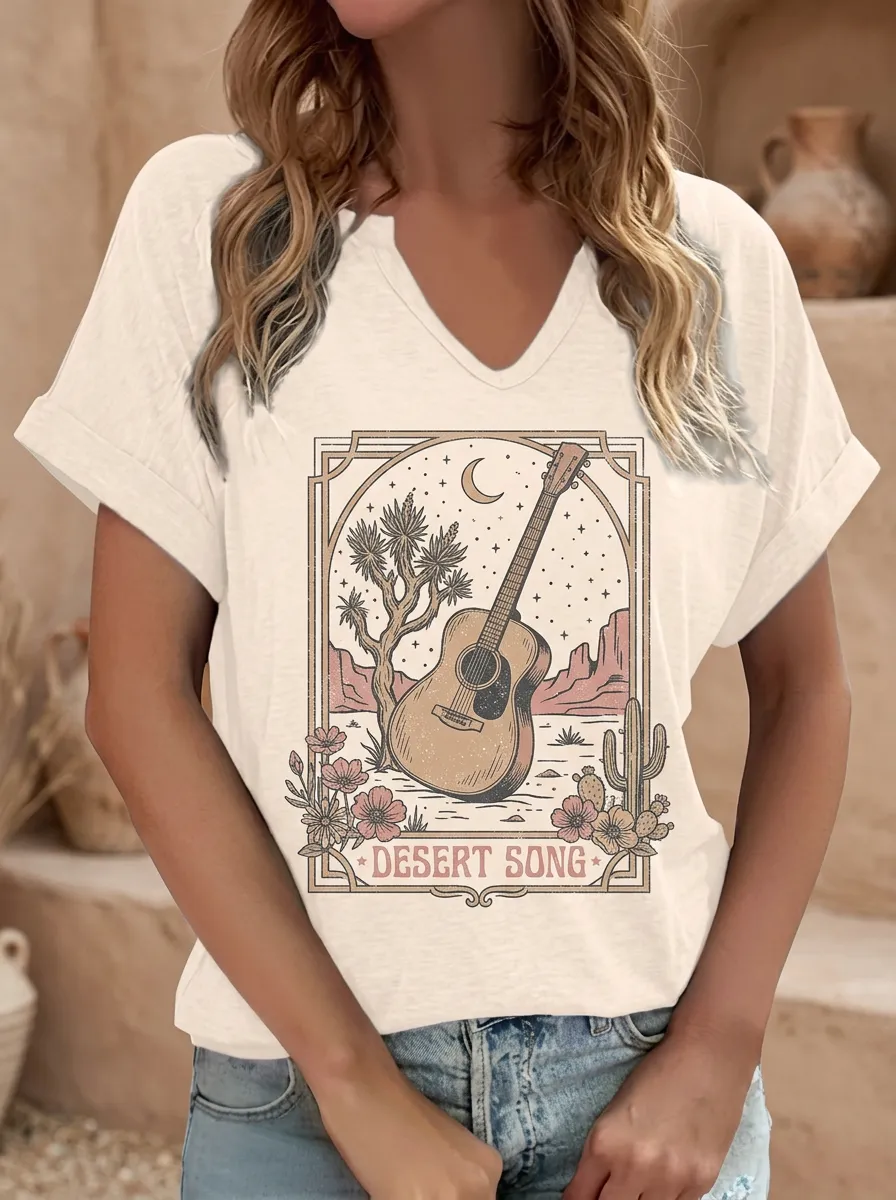 Cactus Western Women's V-Neck T-Shirt