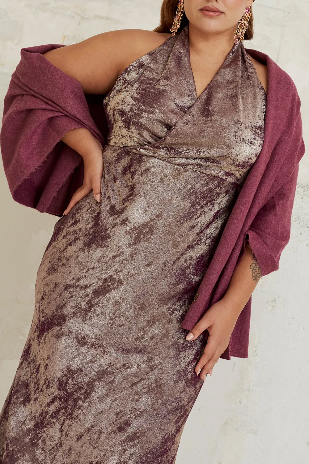 Plum No Printing Women's Shawl