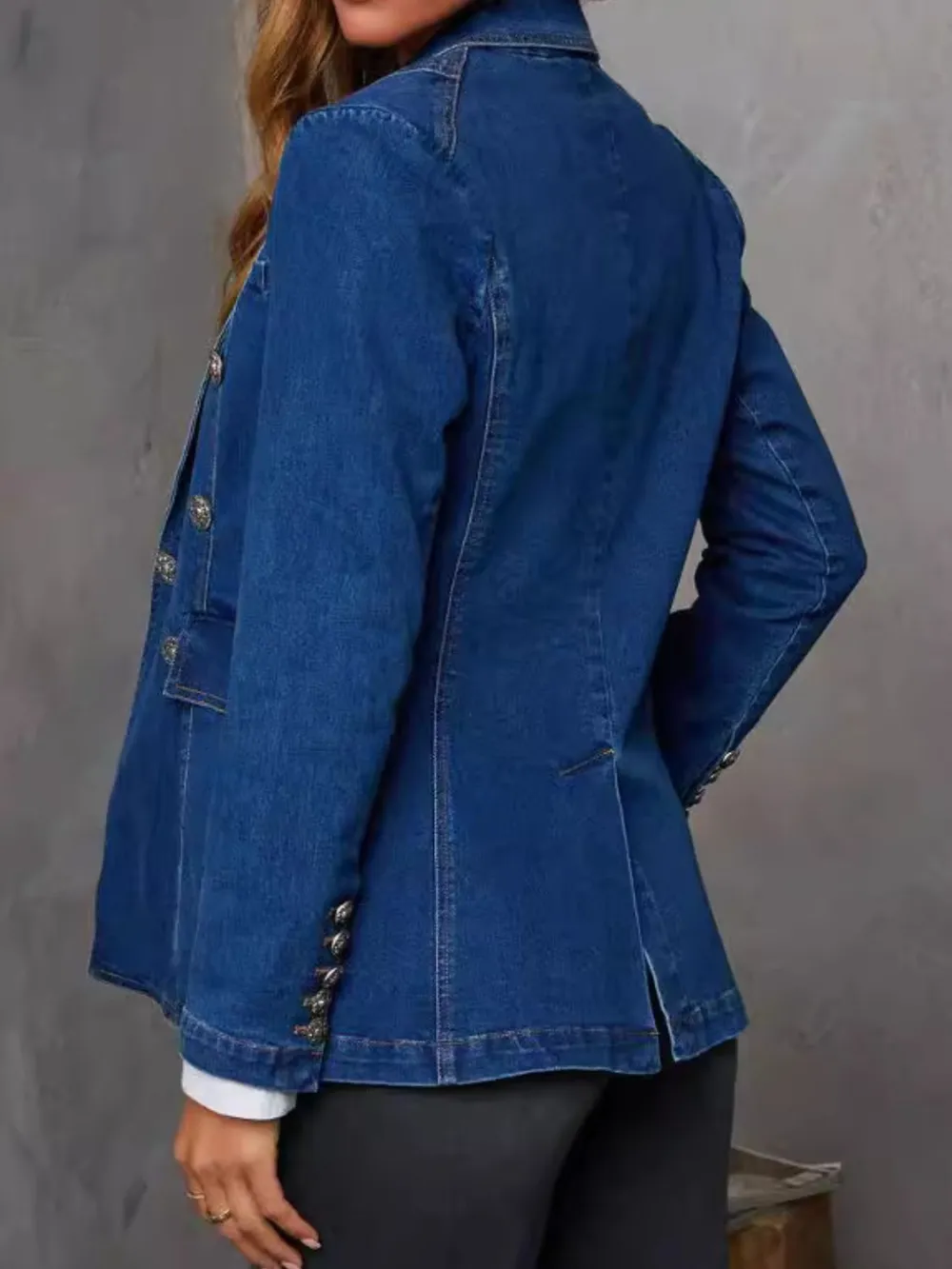 Collared Long-sleeve Denim Jacket