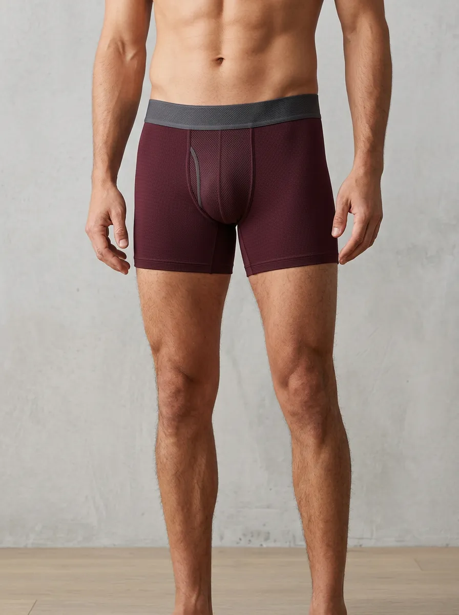 Men's Burgundy Textured Boxer Briefs