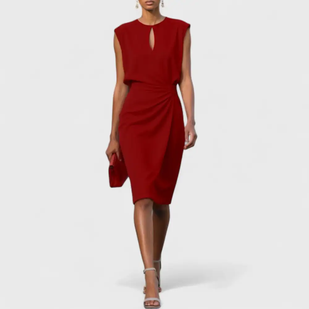  Draped Waist Midi Dress