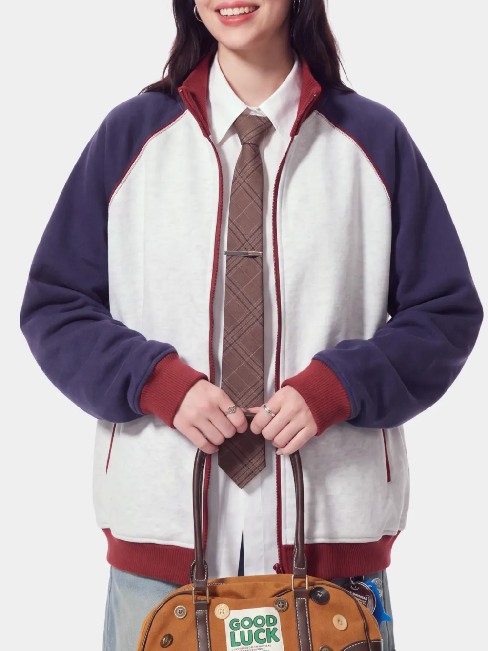 Lightweight Stand Collar Color Block Outdoor Utility Jacket