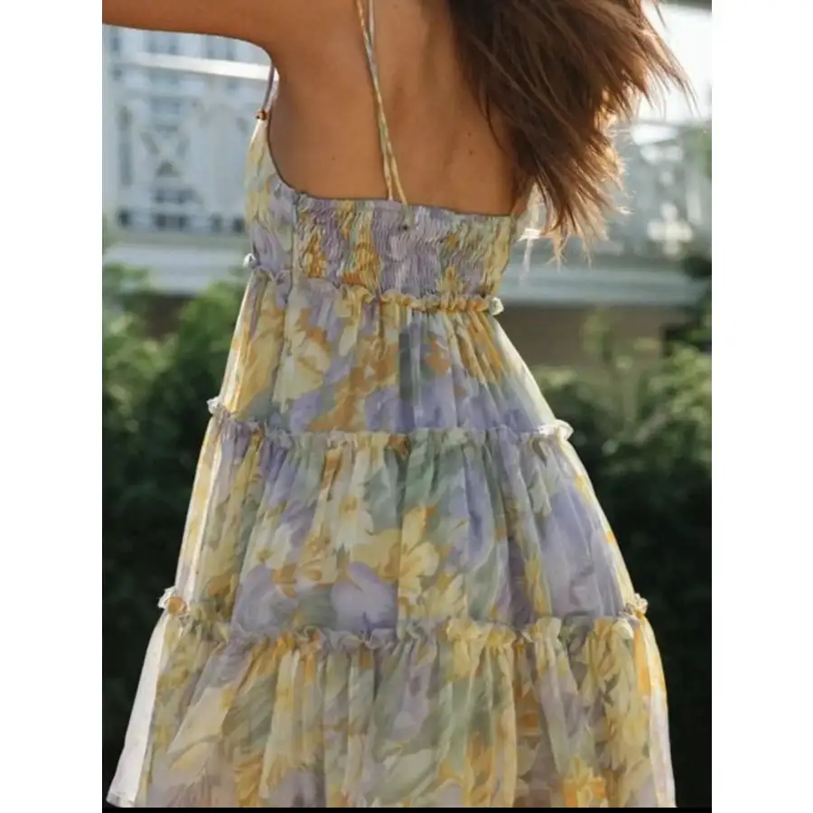 Tie-Strap Tiered Mini Dress