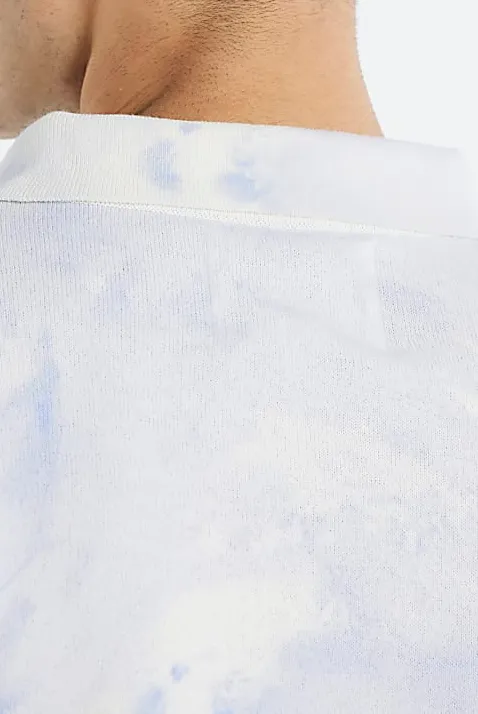 Men's Blue Tie Dye Loose Fit Camouflage Polo Shirt Short Sleeve