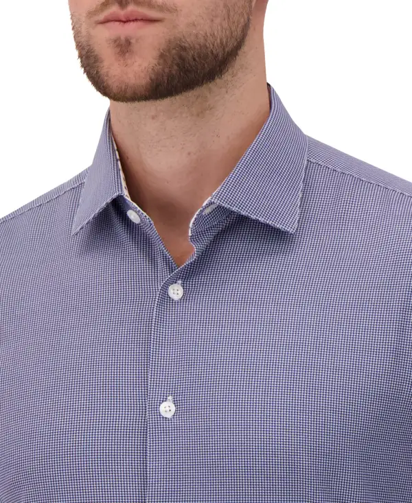 Classic Houndstooth Four-Way-Stretch Modern-Fit Men's Dress Shirt