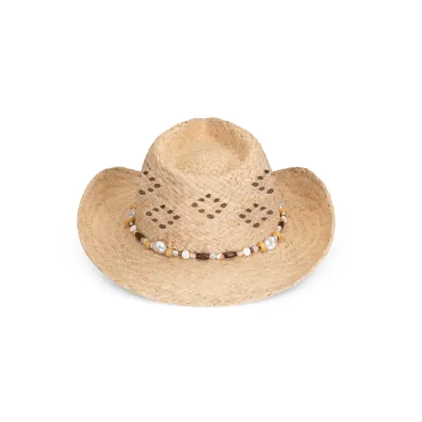 Beaded Raffia Coastal Cowboy Hat