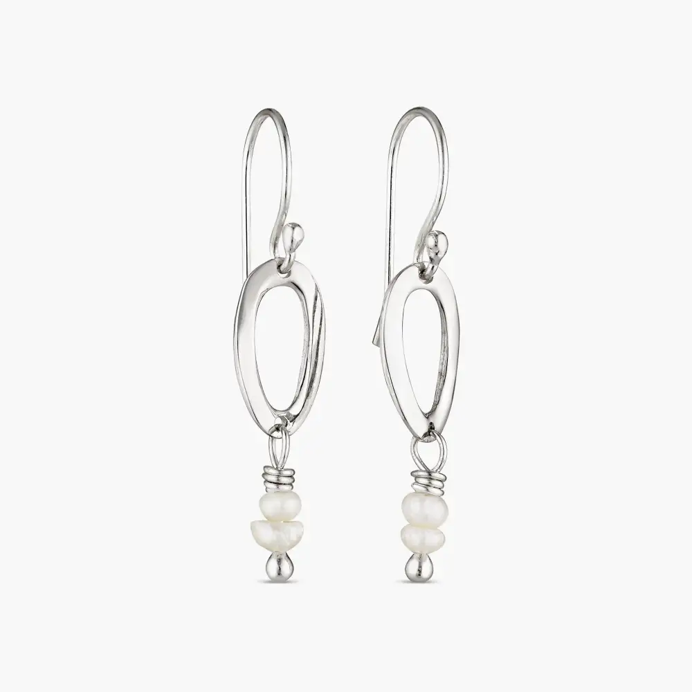Pearl Sculpted Sterling Silver Drop Earrings