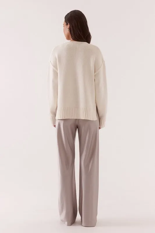Cream Plunge Sweater