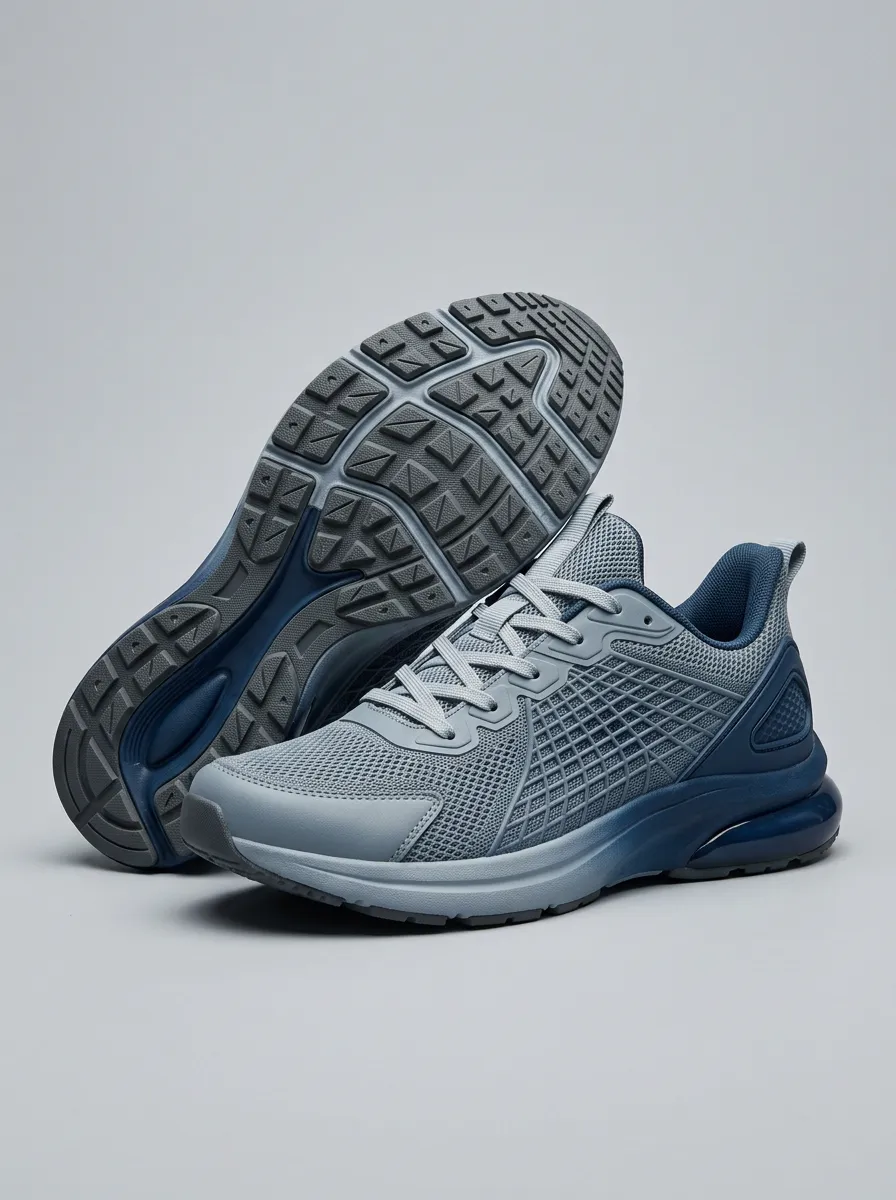 Men's Mesh Grid Pattern Printed Running Sneakers