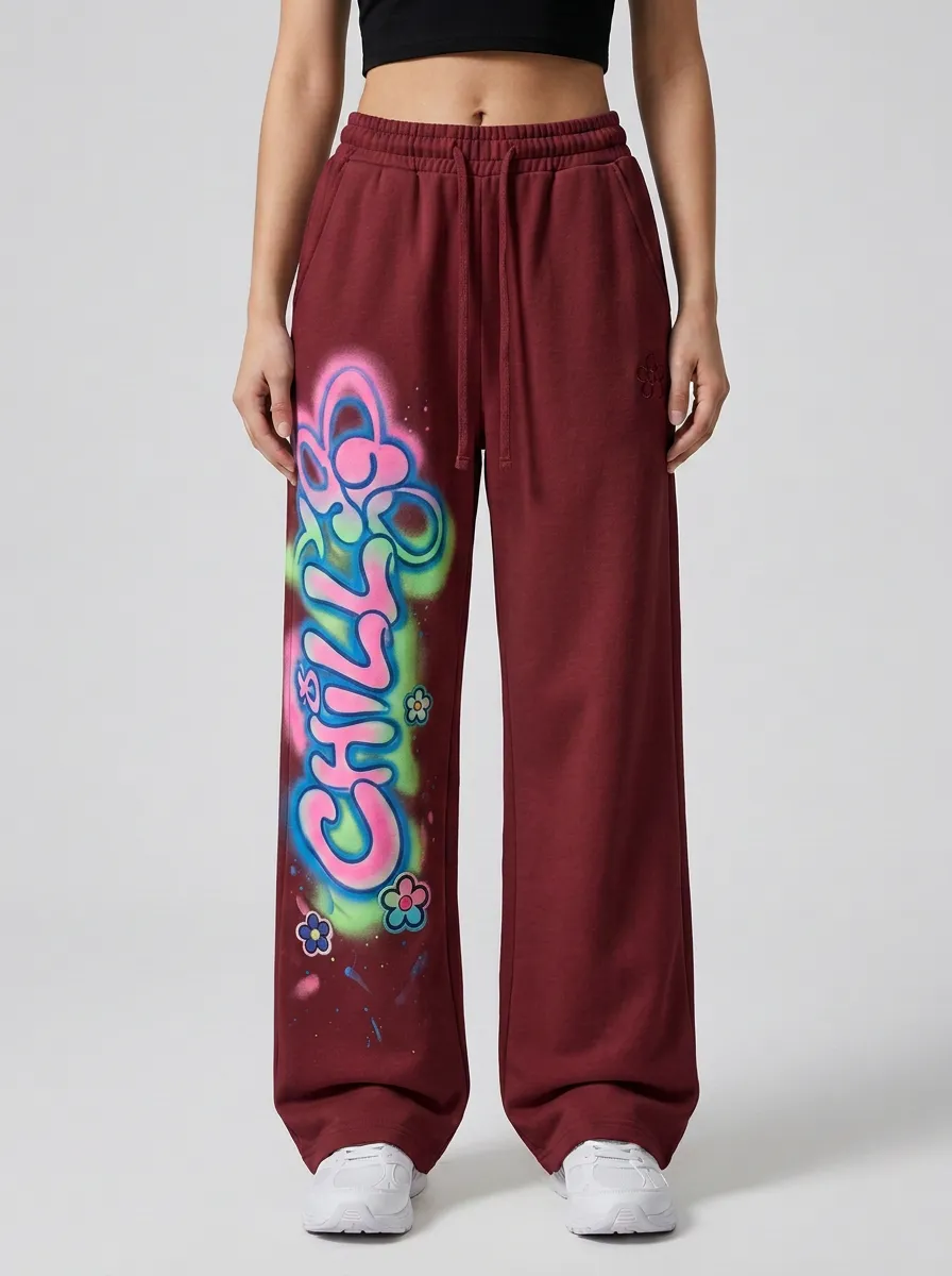 Women's Streetwear Chill Graffiti Flower Printed Sweatpants
