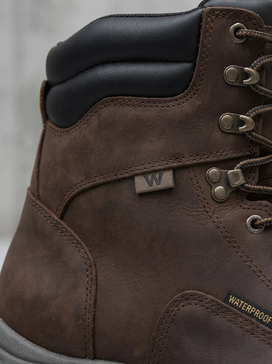 Men's Brown Leather Waterproof Outdoor Work Boots