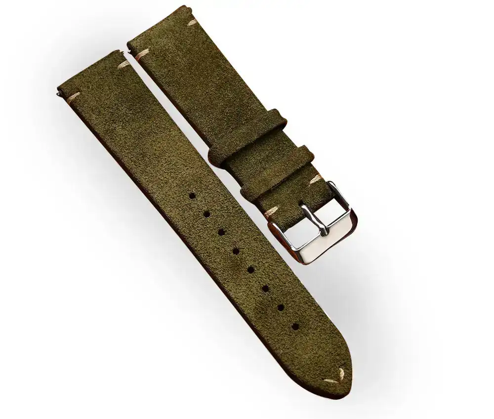 Military-Inspired Suede Leather Watch Strap