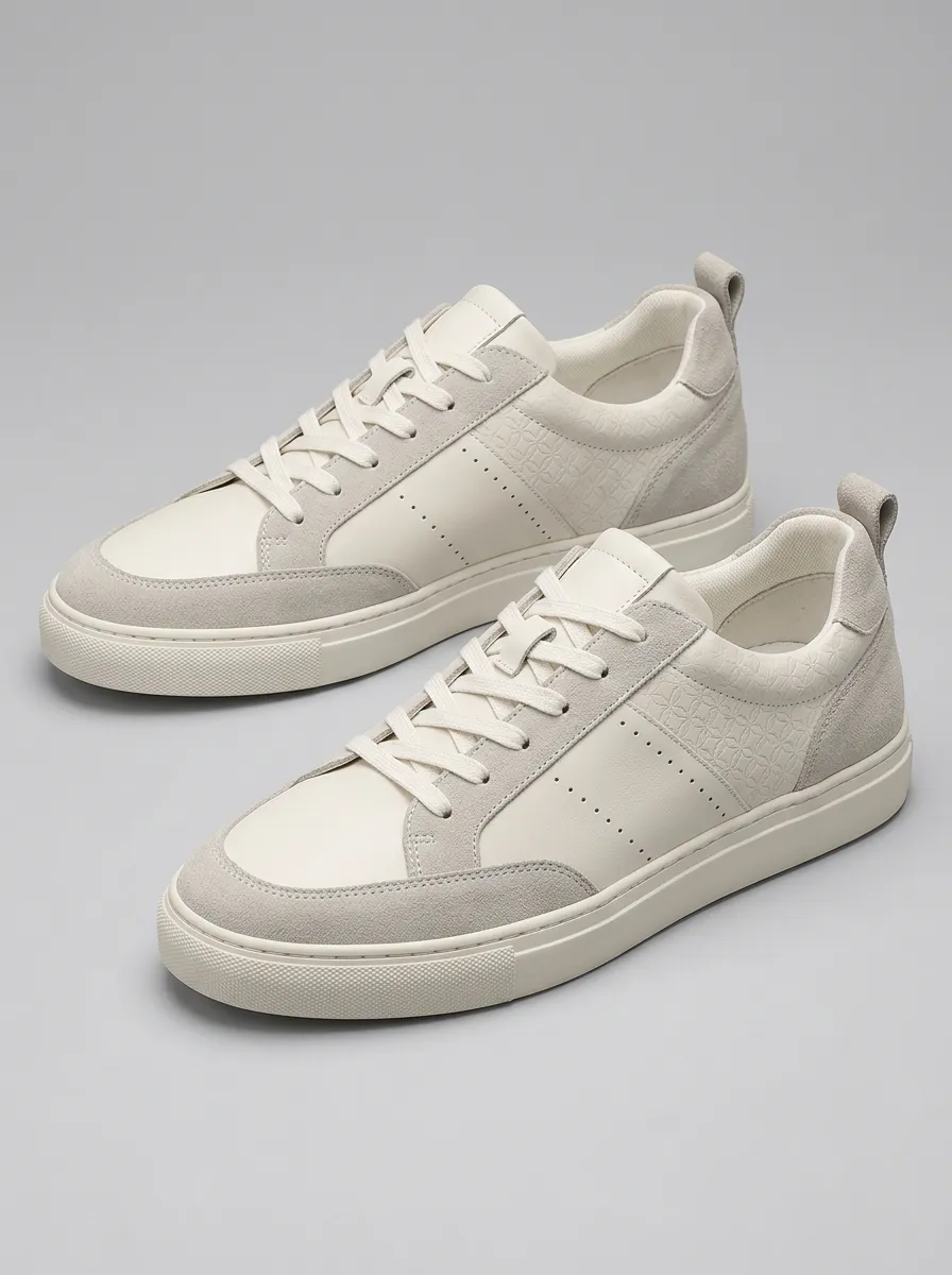 Men's Geometric Pattern Embossed Suede Skate Shoes