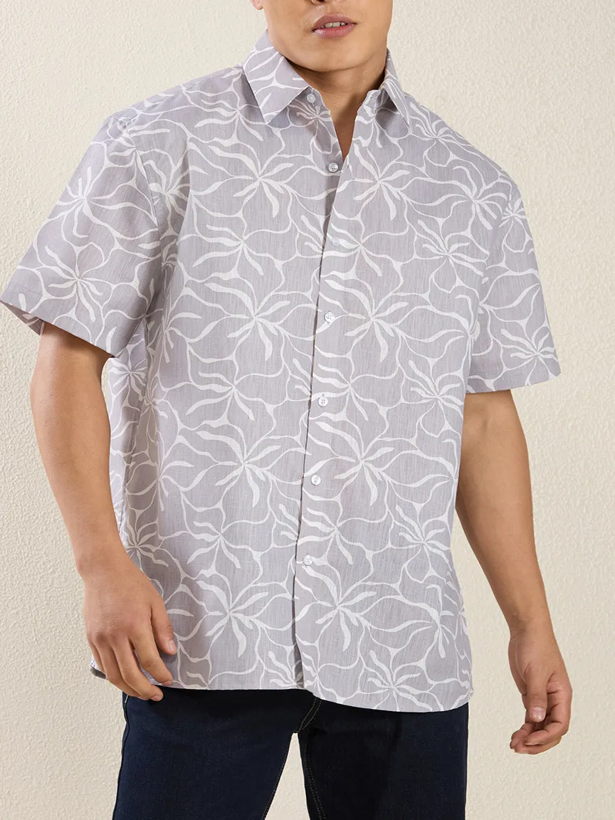 Printed Pure Linen Linen Men's Formal Shirt