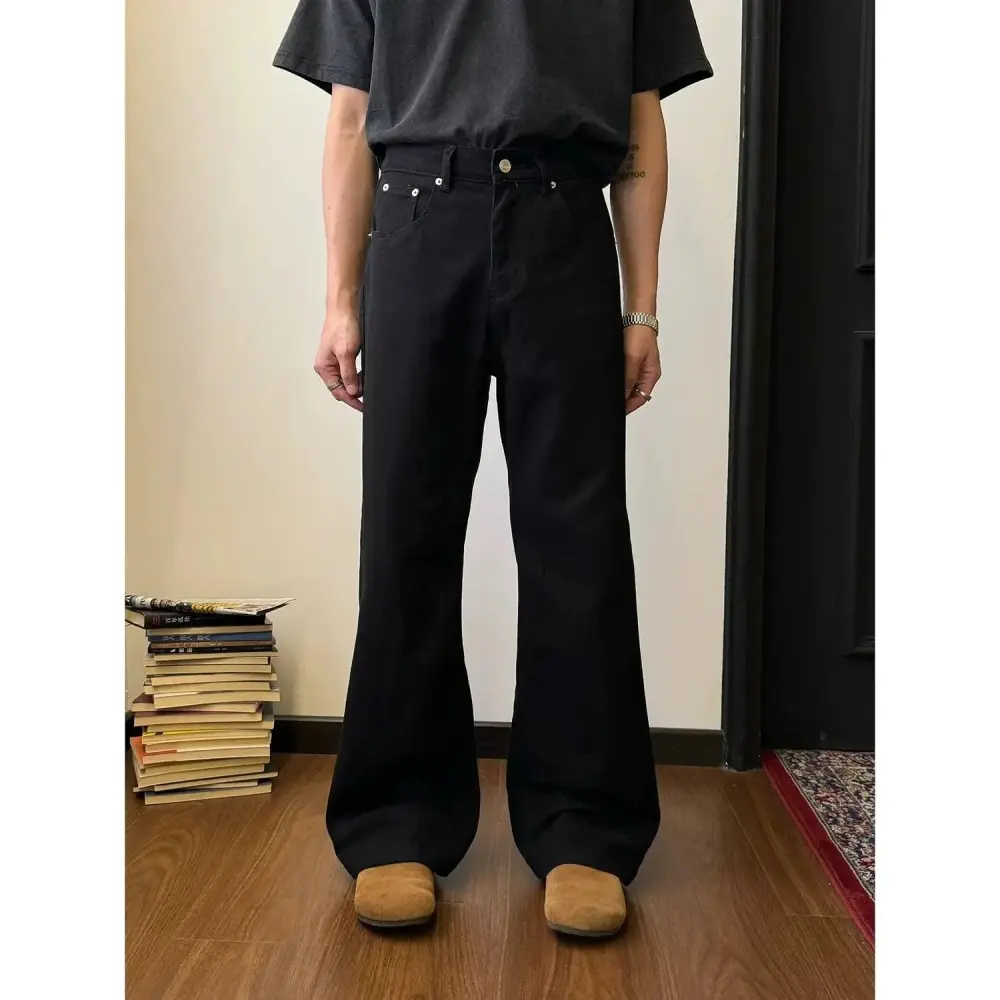 Solid Relaxed Straight Leg Jeans