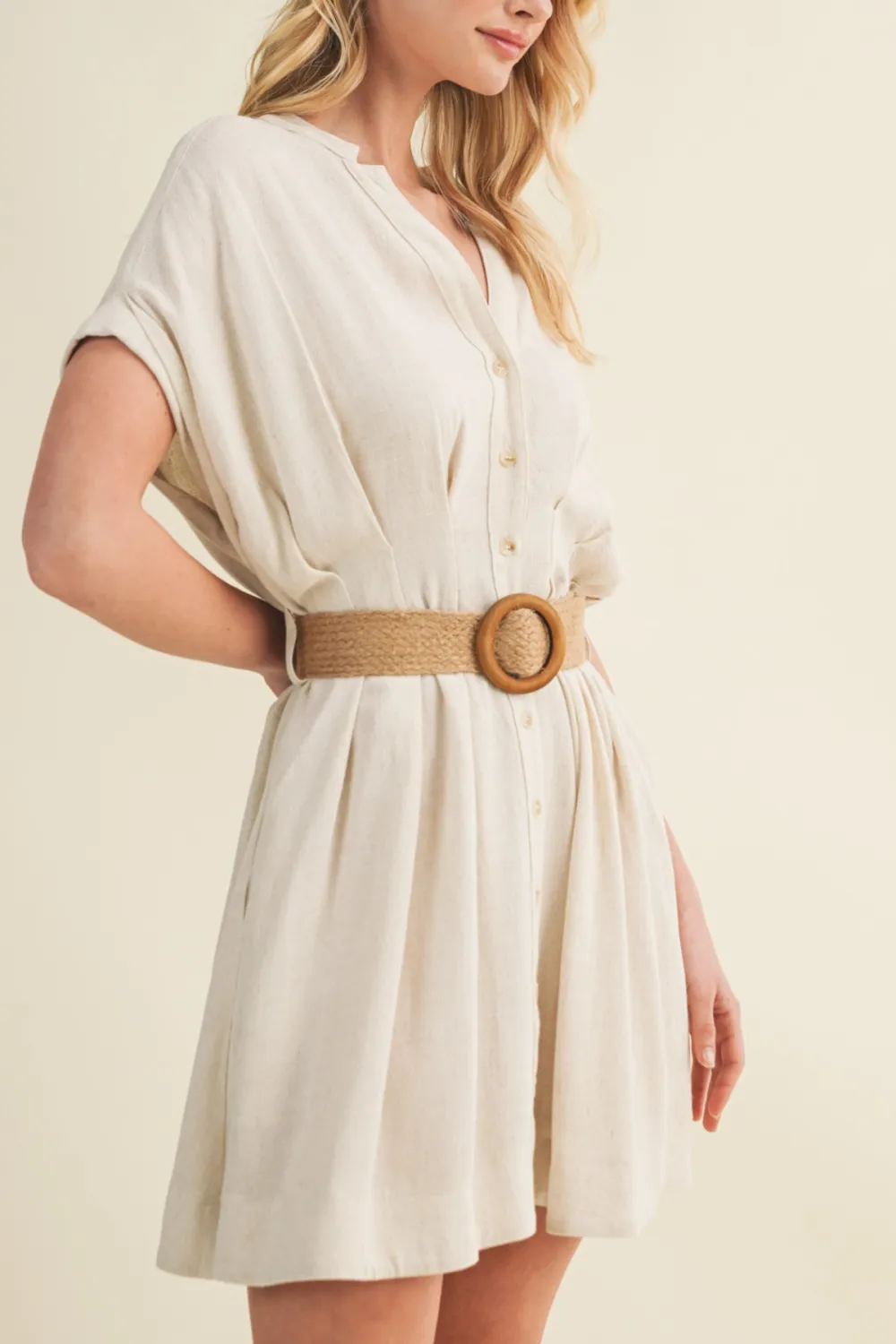 Belted Button Down Mini Dress