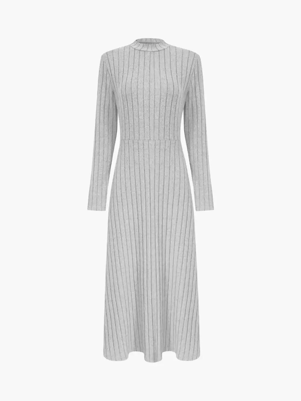 Ribbed Knit Long Sleeve Midi Dress