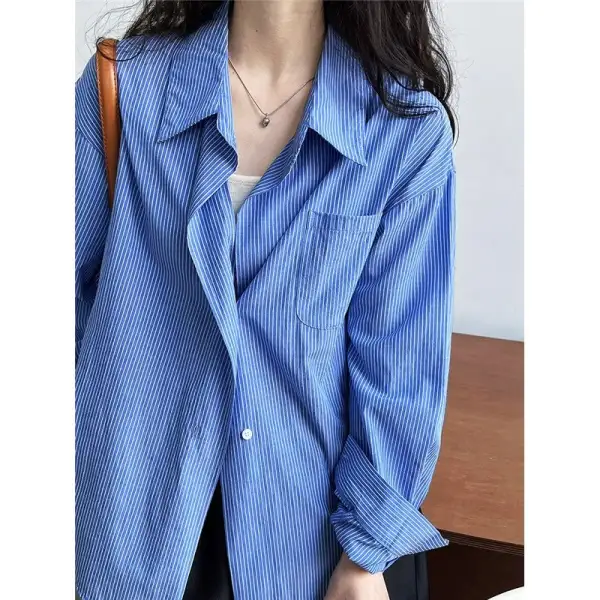Tailored Striped Loose Long Sleeve Shirt