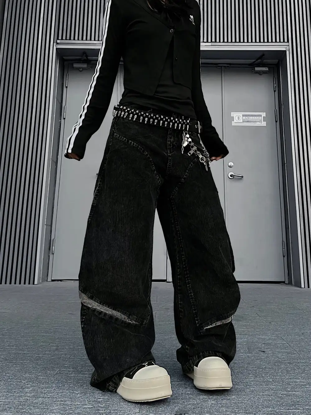 Corduroy Wide-Leg Patchwork Jeans