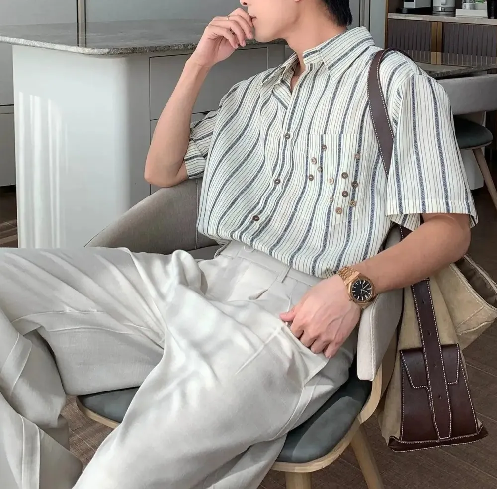 Relaxed Fit Vertical Stripe Shirt