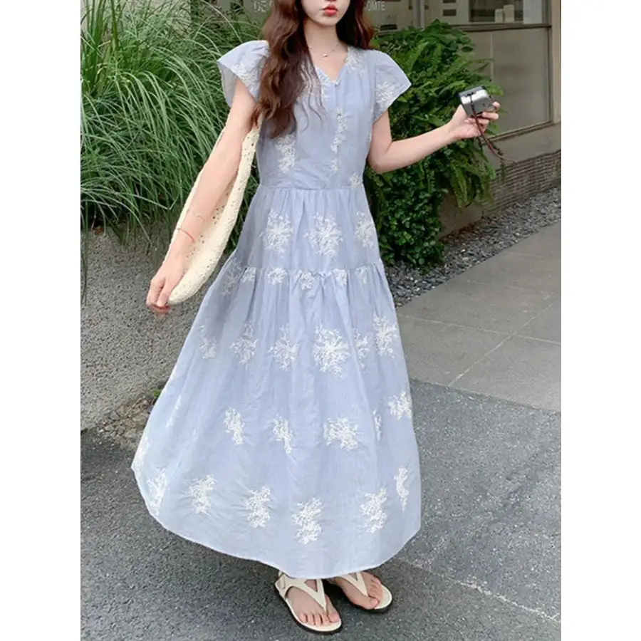 Tiered Cap Sleeve Midi Dress