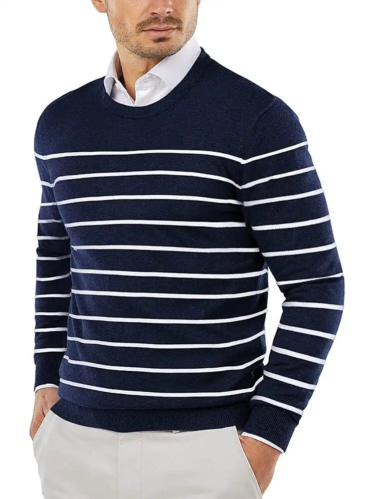Trendy Crew Neck Pullover Knitted Sweater Jeans