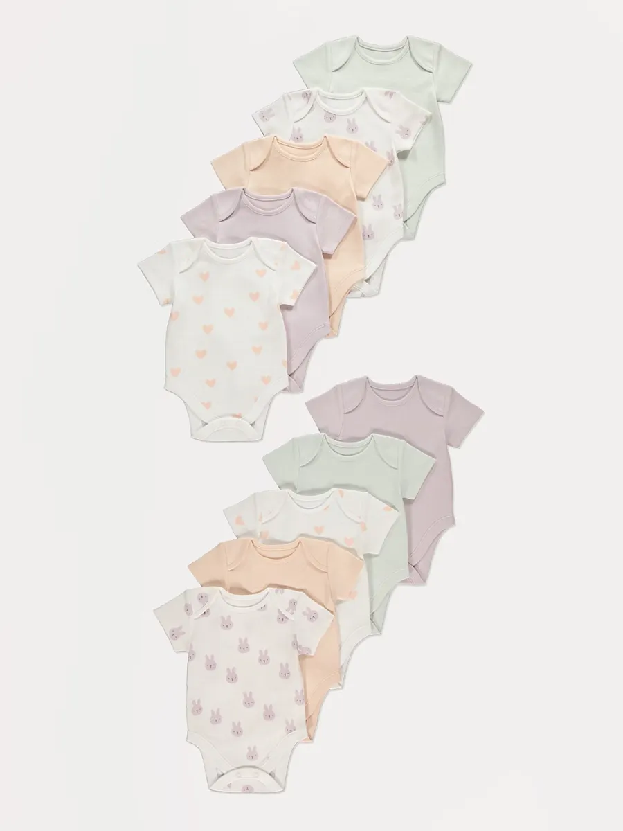 Pastel Short Sleeve Bodysuits 10 Pack