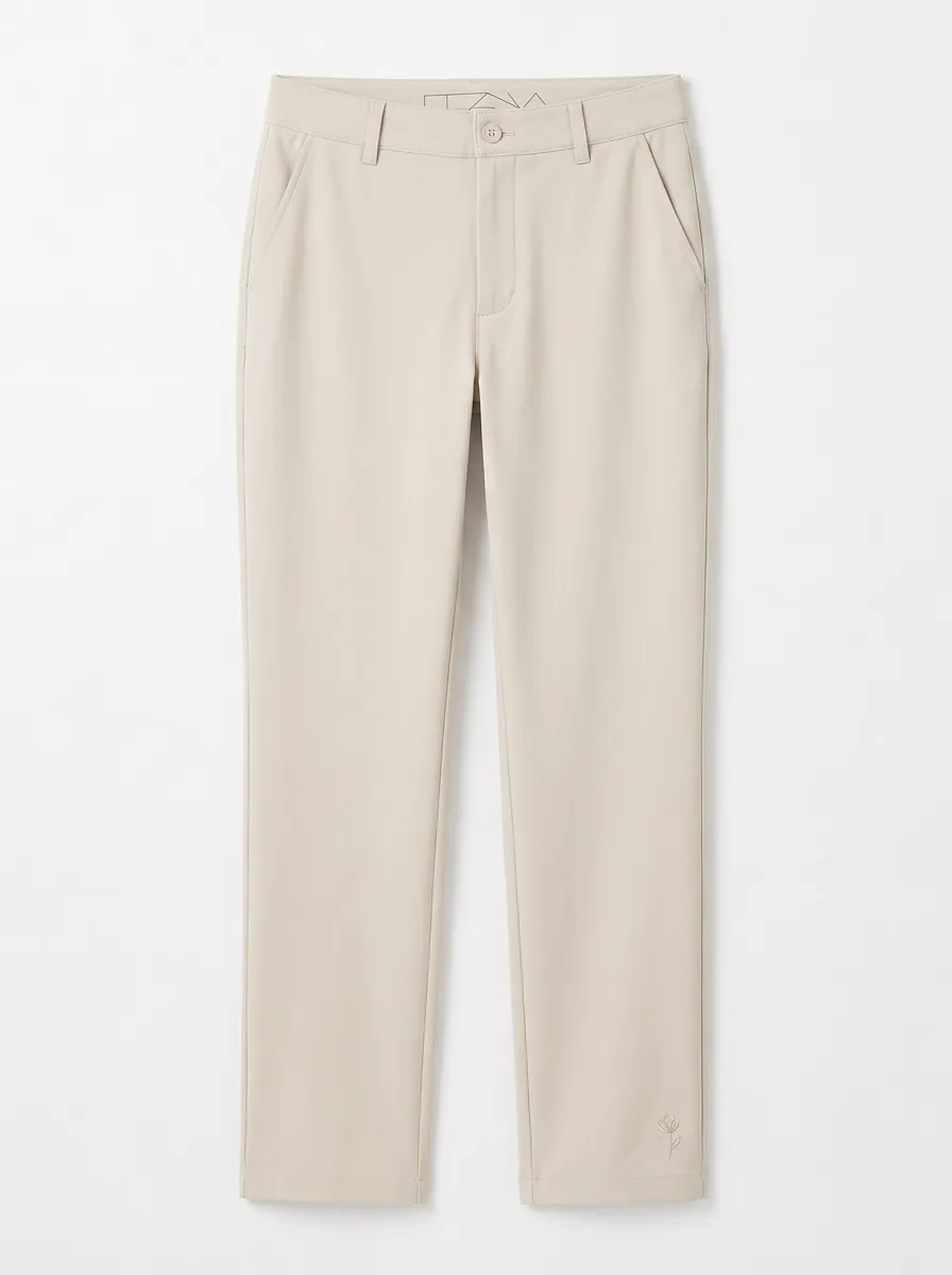 Women's Timeless Comfort Floral Embroidered Mid Rise Straight Leg Pants