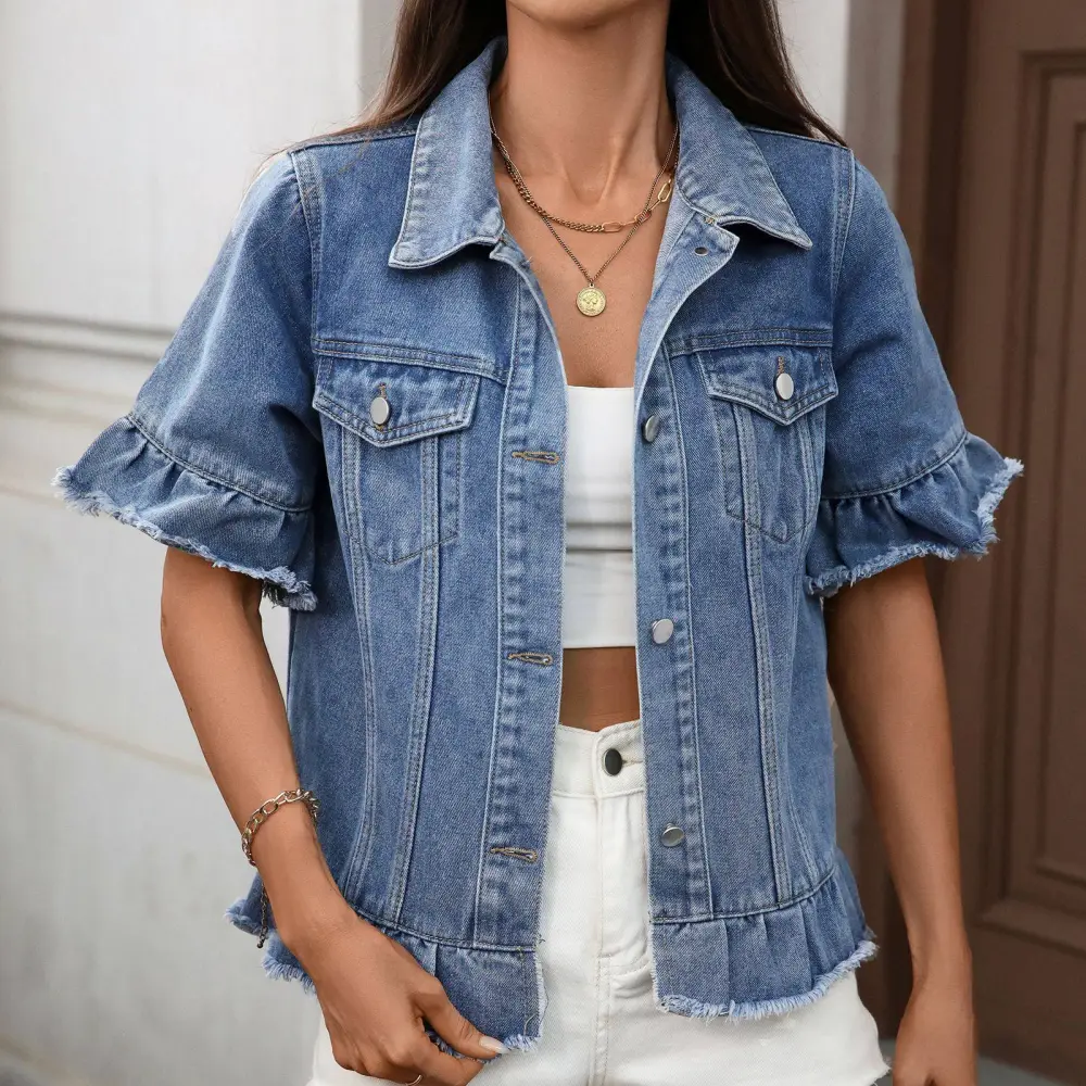 Modern Denim Casual Outerwear Jacket