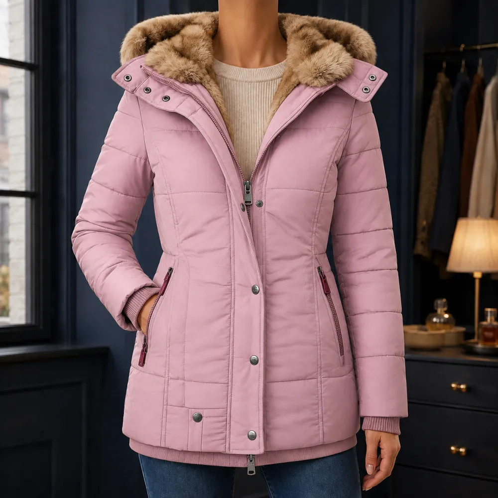 Hooded Quilted Plush-Lined Jacket
