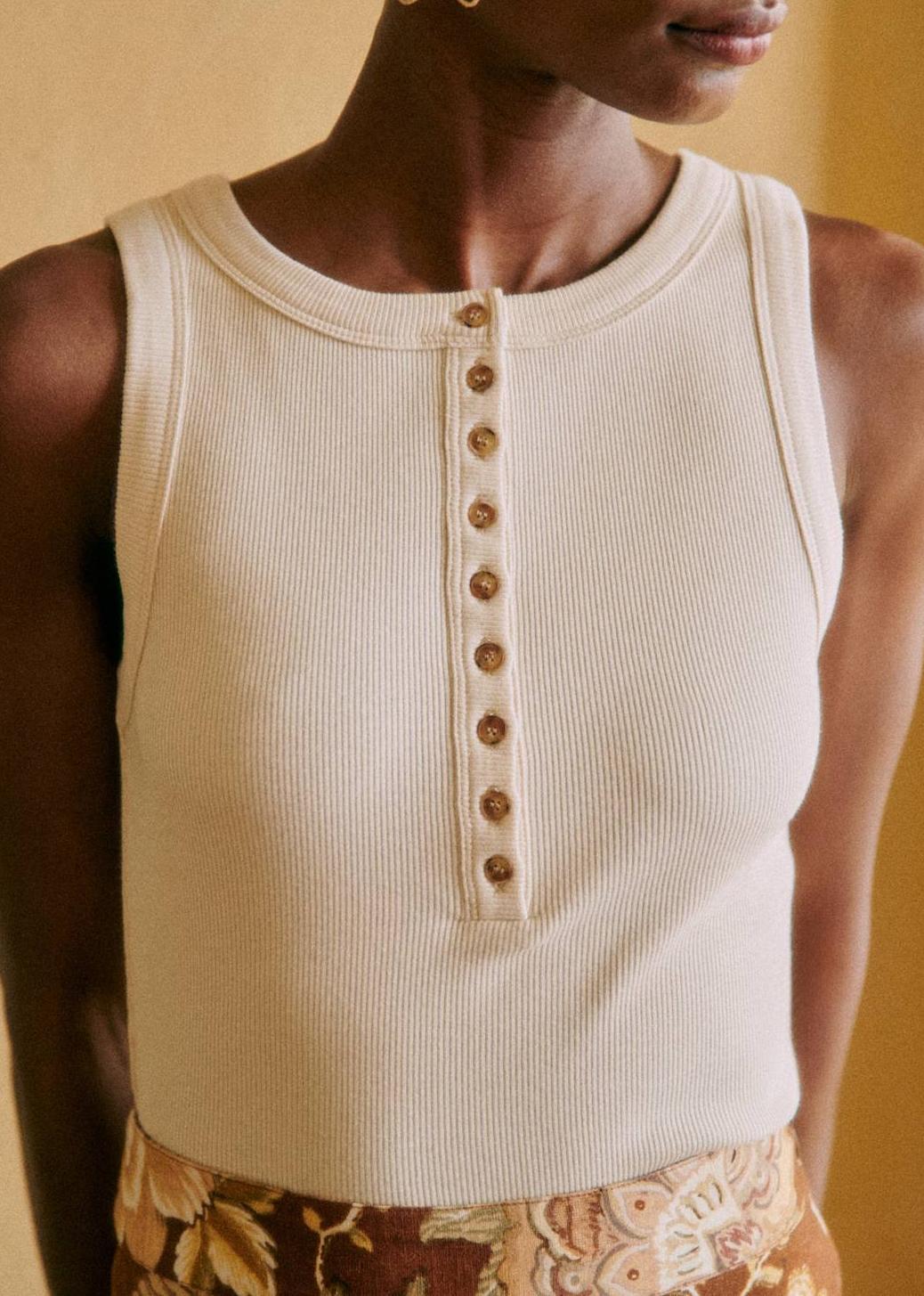 Slim Fit Cotton Button-Down Cropped Vest