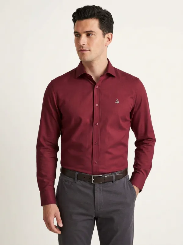 Men's Nautical Sailing Lover Sailboat Embroidered Non-Iron Cotton Shirt