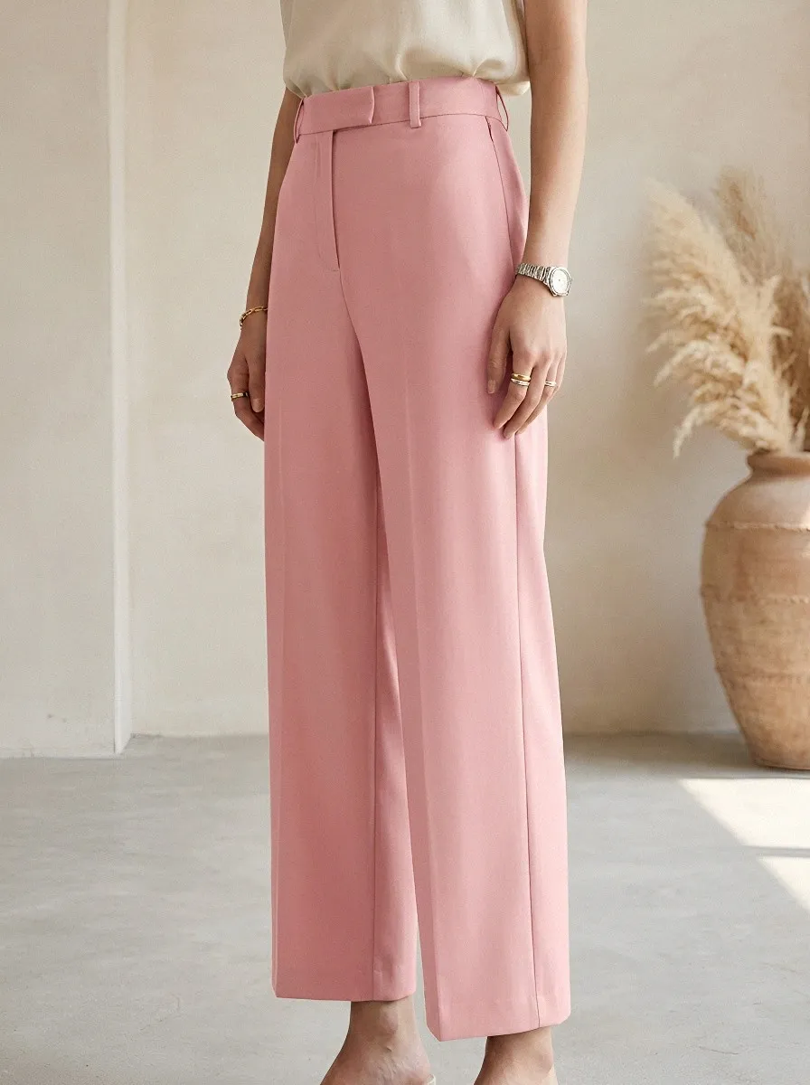 Modern High-Waist Minimal Women's Wide-Leg Trousers